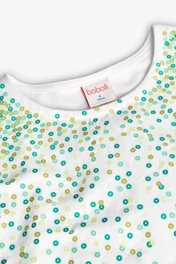 Maglietta in maglia per bambina con stampa in vari colori.