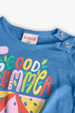 Maglietta in maglia per bambina di colore blu.