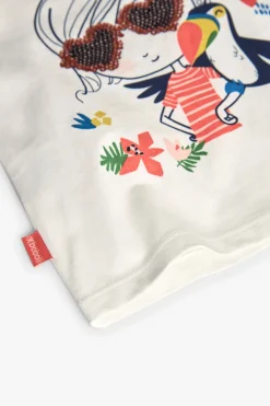 Maglietta in maglia per bambina in colore bianco con design divertente