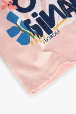 Maglietta in maglia per bambina in colore rosa con stampa
