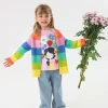 Maglietta lunga in maglia per bambina in colore rosa
