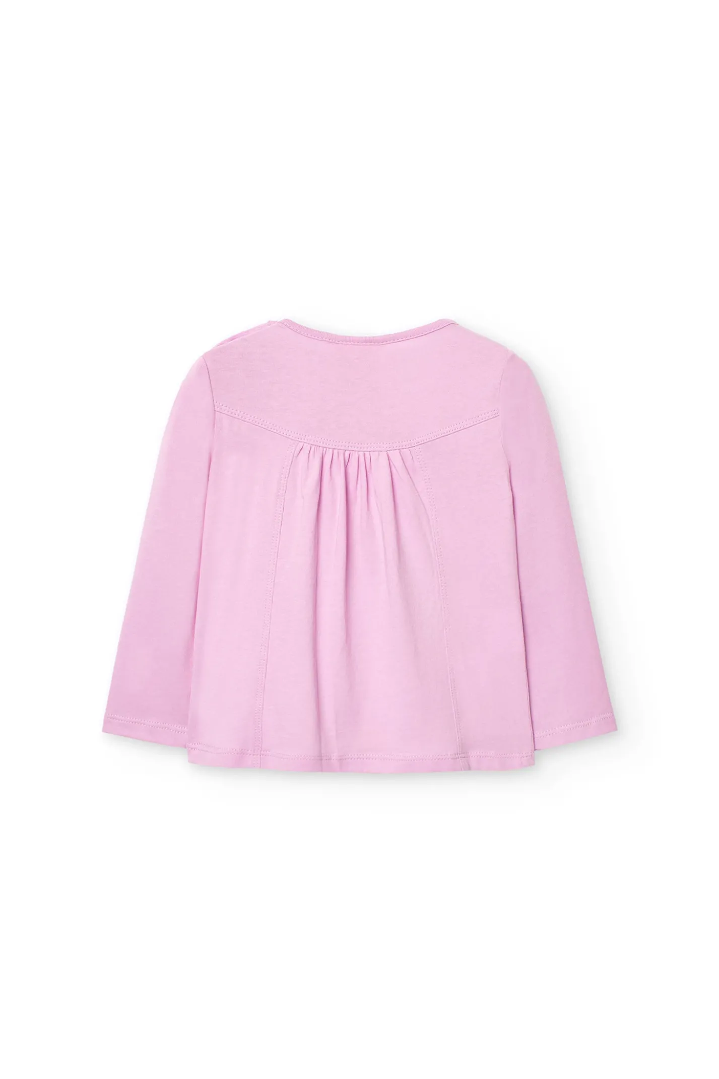 Maglietta lunga in maglia per bambina in colore rosa