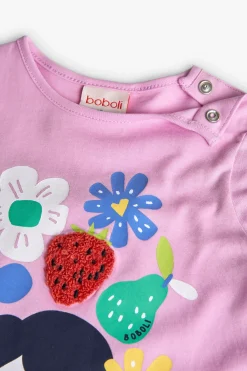 Maglietta lunga in maglia per bambina in colore rosa