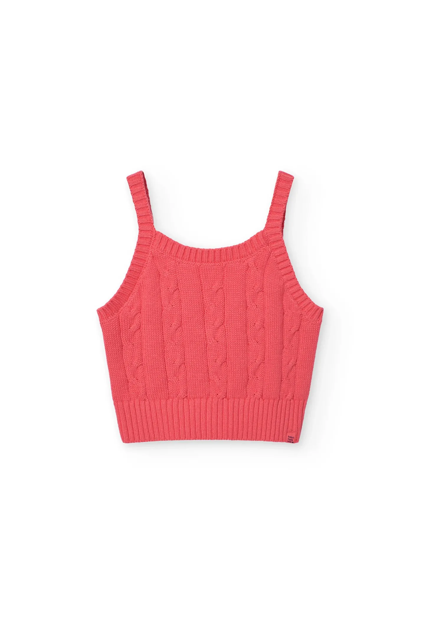 Maglione in maglia per bambina in colore fragola.