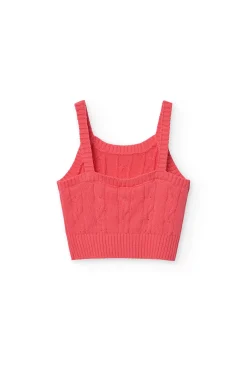 Maglione in maglia per bambina in colore fragola.