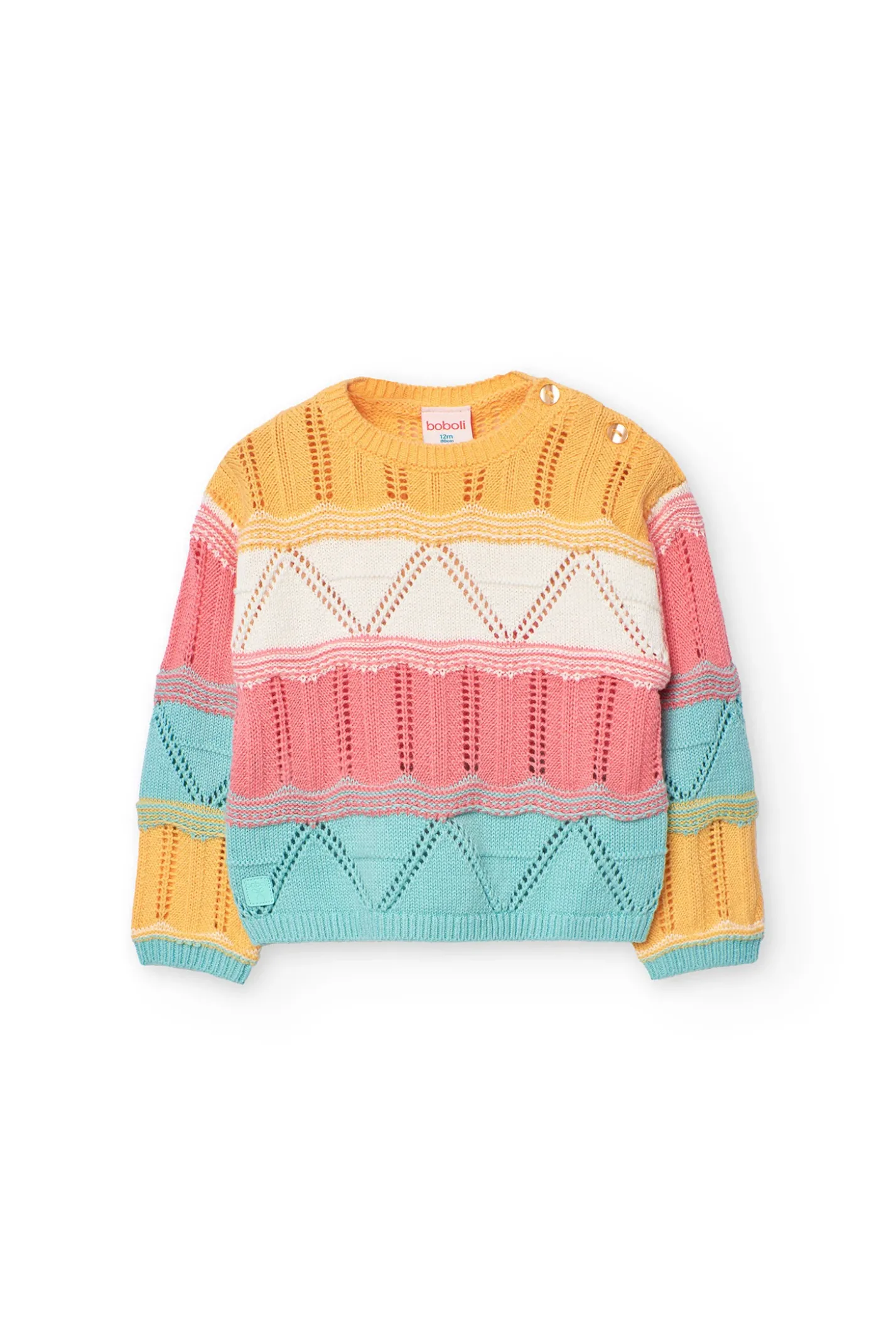 Maglione lavorato a maglia per neonata di colore giallo