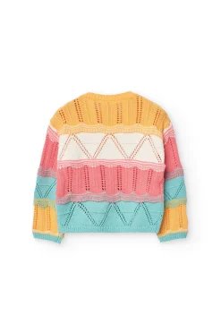 Maglione lavorato a maglia per neonata di colore giallo