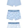 Pacco da 3 boxer in maglia per bambino in tonalità blu con stampa