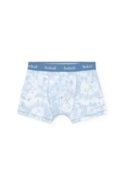 Pacco da 3 boxer in maglia per bambino in tonalità blu con stampa