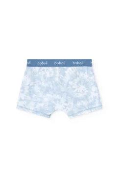 Pacco da 3 boxer in maglia per bambino in tonalità blu con stampa