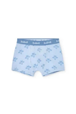 Pacco da 3 boxer in maglia per bambino in tonalità blu con stampa