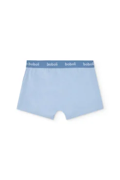 Pacco da 3 boxer in maglia per bambino in tonalità blu con stampa