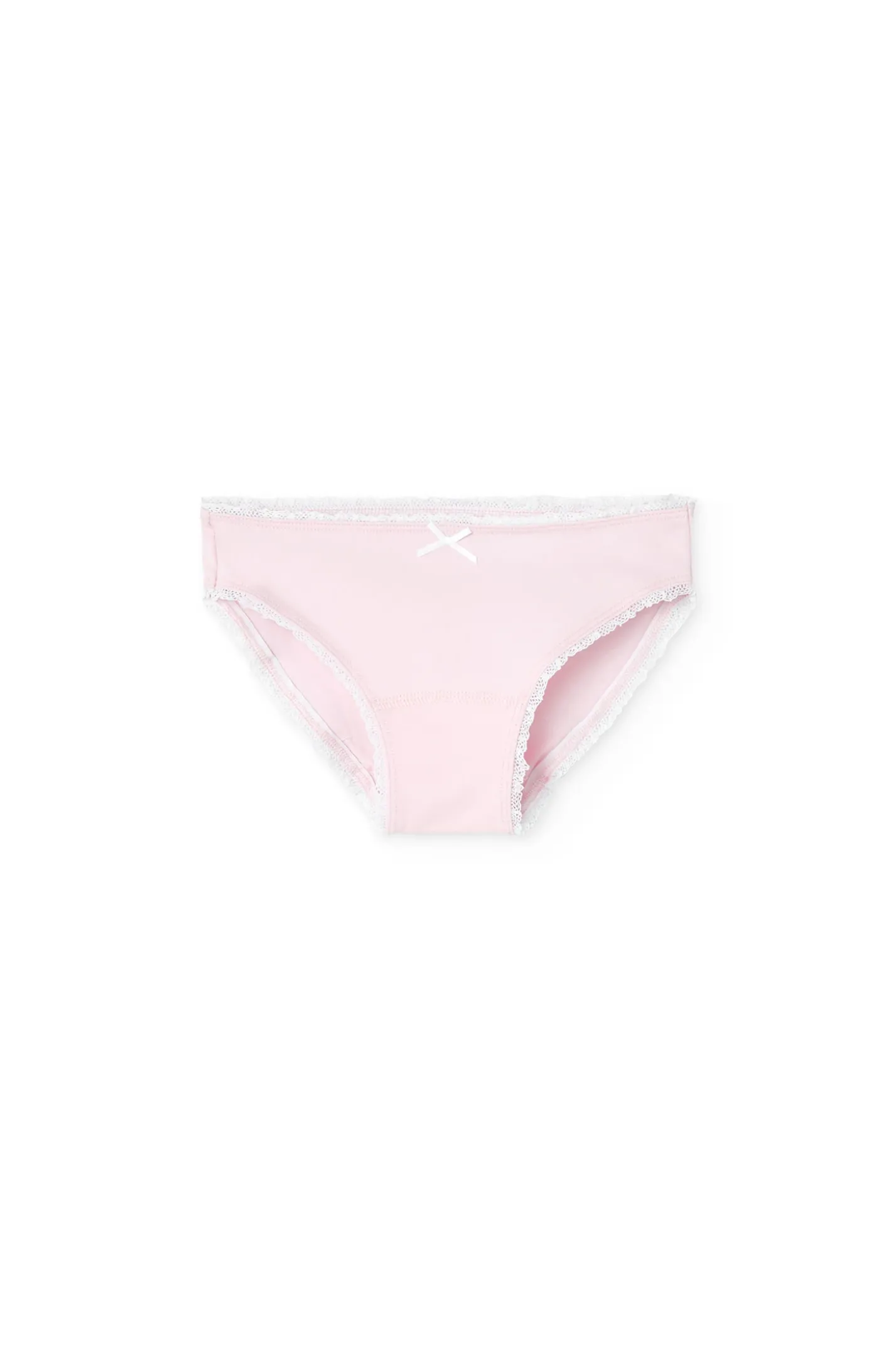 Pacco da 3 mutandine in maglia per bambina nei colori verde, rosa e bianco.