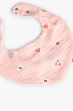 Pacco di 2 bavaglini a scialle in maglia per neonato in rosa e bianco con stampa a quadri.