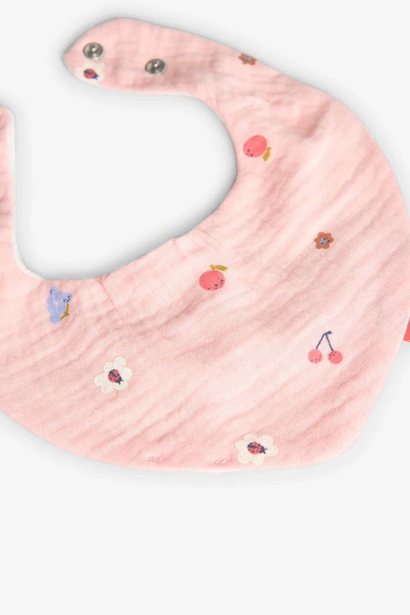 Pacco di 2 bavaglini a scialle in maglia per neonato in rosa e bianco con stampa a quadri.