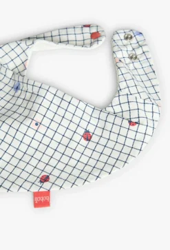Pacco di 2 bavaglini a scialle in maglia per neonato in rosa e bianco con stampa a quadri.