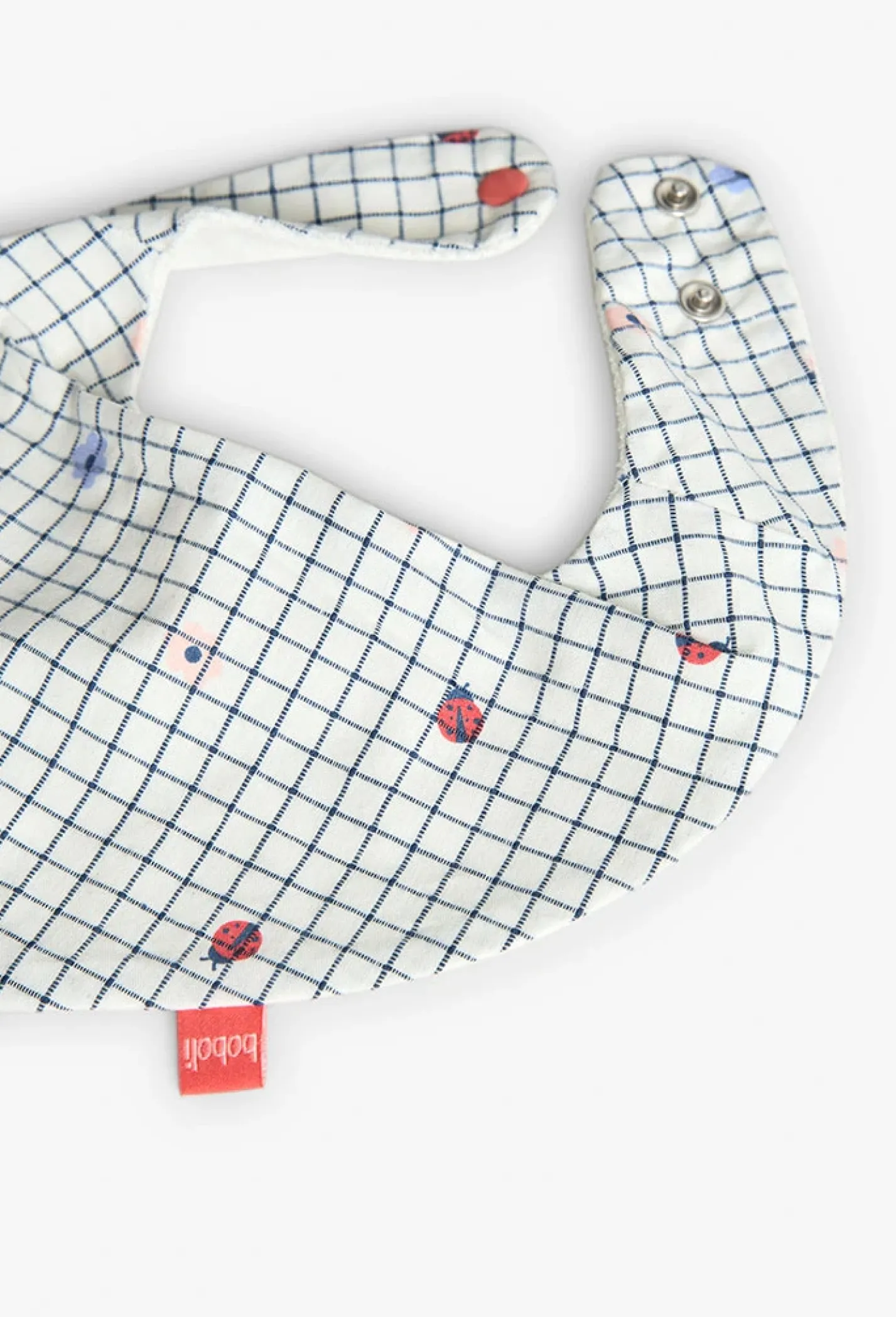 Pacco di 2 bavaglini a scialle in maglia per neonato in rosa e bianco con stampa a quadri.