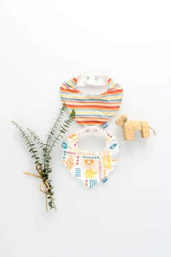 Pacco di 2 bavaglini in maglia per bebé in colori multicolore