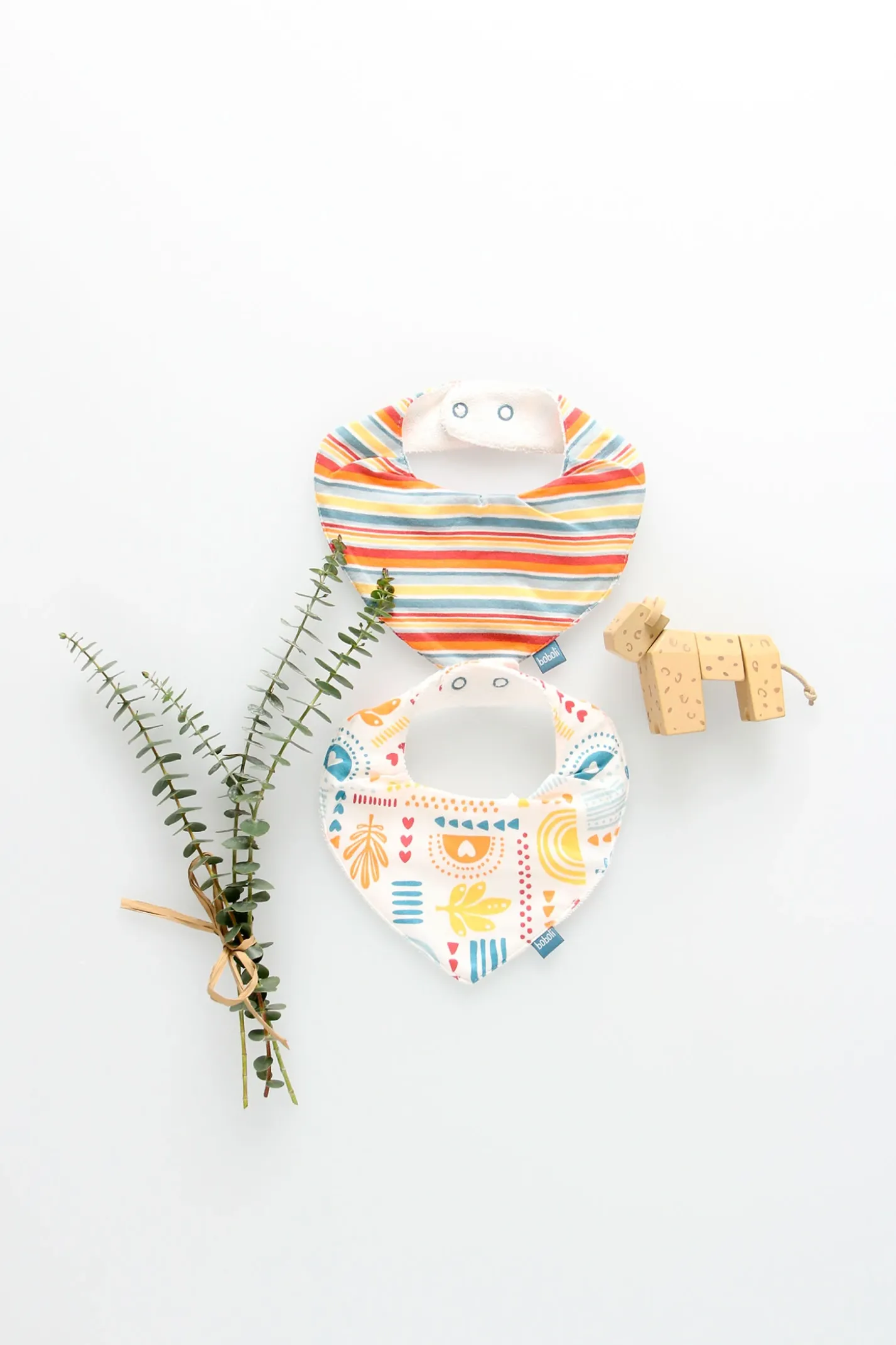 Pacco di 2 bavaglini in maglia per bebé in colori multicolore