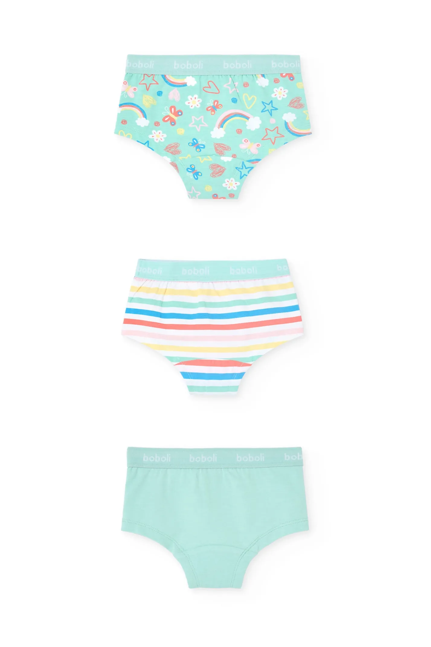 Pacco di 3 mutandine in maglia per bambina con stampa colorata