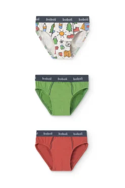 Pacco di 3 slip in maglia per bambino di colore arancione.