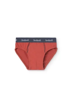 Pacco di 3 slip in maglia per bambino di colore arancione.