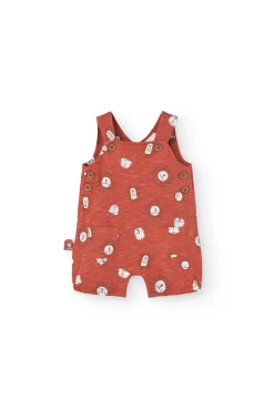 Pagliaccetto a maglia per neonato in colore rosso con stampa