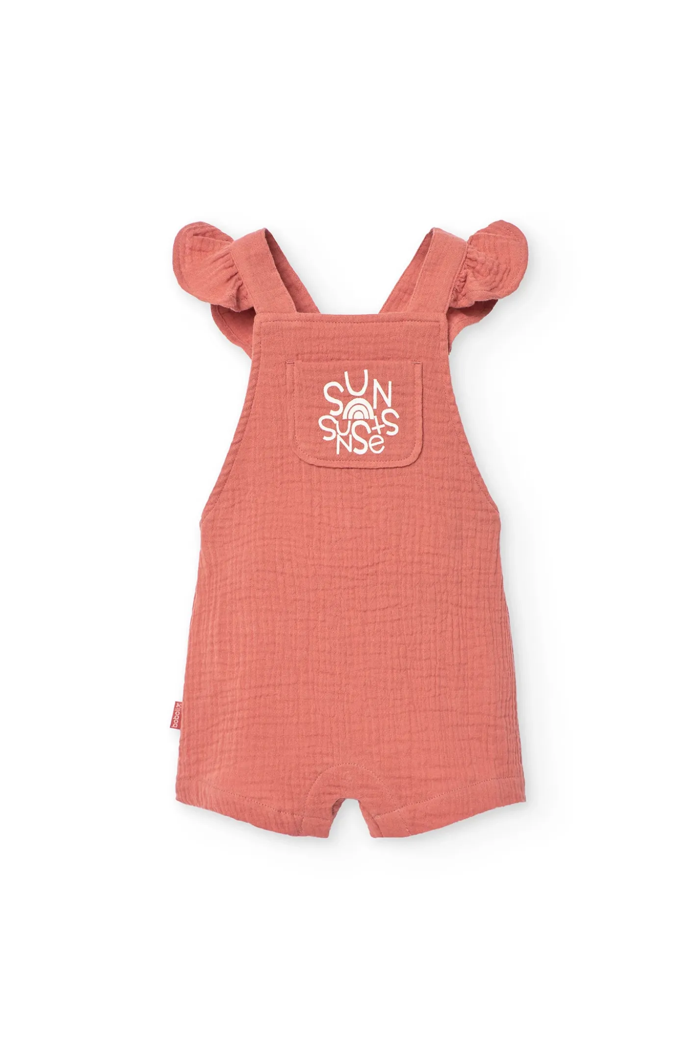 Pagliaccetto a maglia per bambina in colore arancione.
