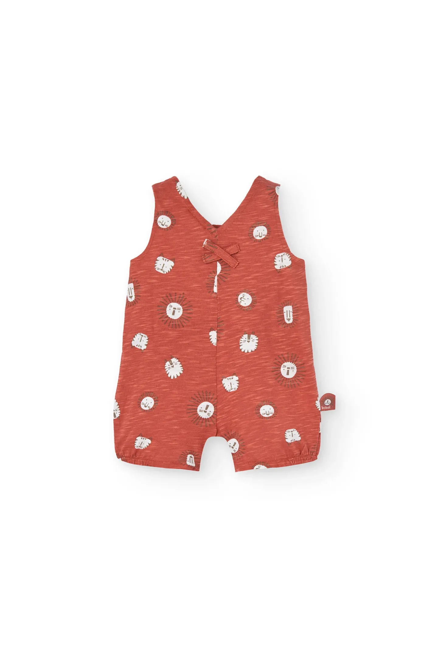 Pagliaccetto a maglia per neonato in colore rosso con stampa