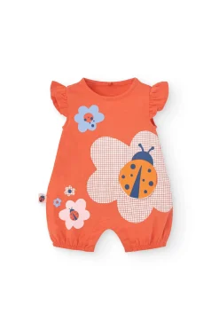Pagliaccetto in maglia per neonata in colore rosso con design di coccinella.