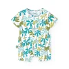 Pagliaccetto in maglia per neonato in colore blu e verde con stampa di palme.