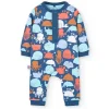 Pagliaccetto in maglia per neonato di colore blu con stampa