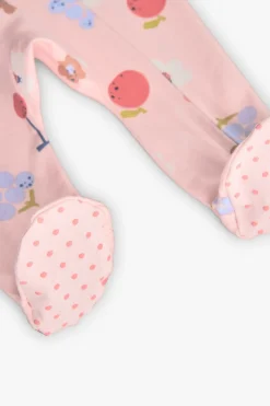 Pagliaccetto lavorato a maglia per neonata con stampa floreale.