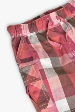 Pantaloncini di popeline per bebé a quadri rossi e marroni