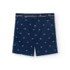 Pantaloncini di raso da bambino con stampa di moto di colore blu