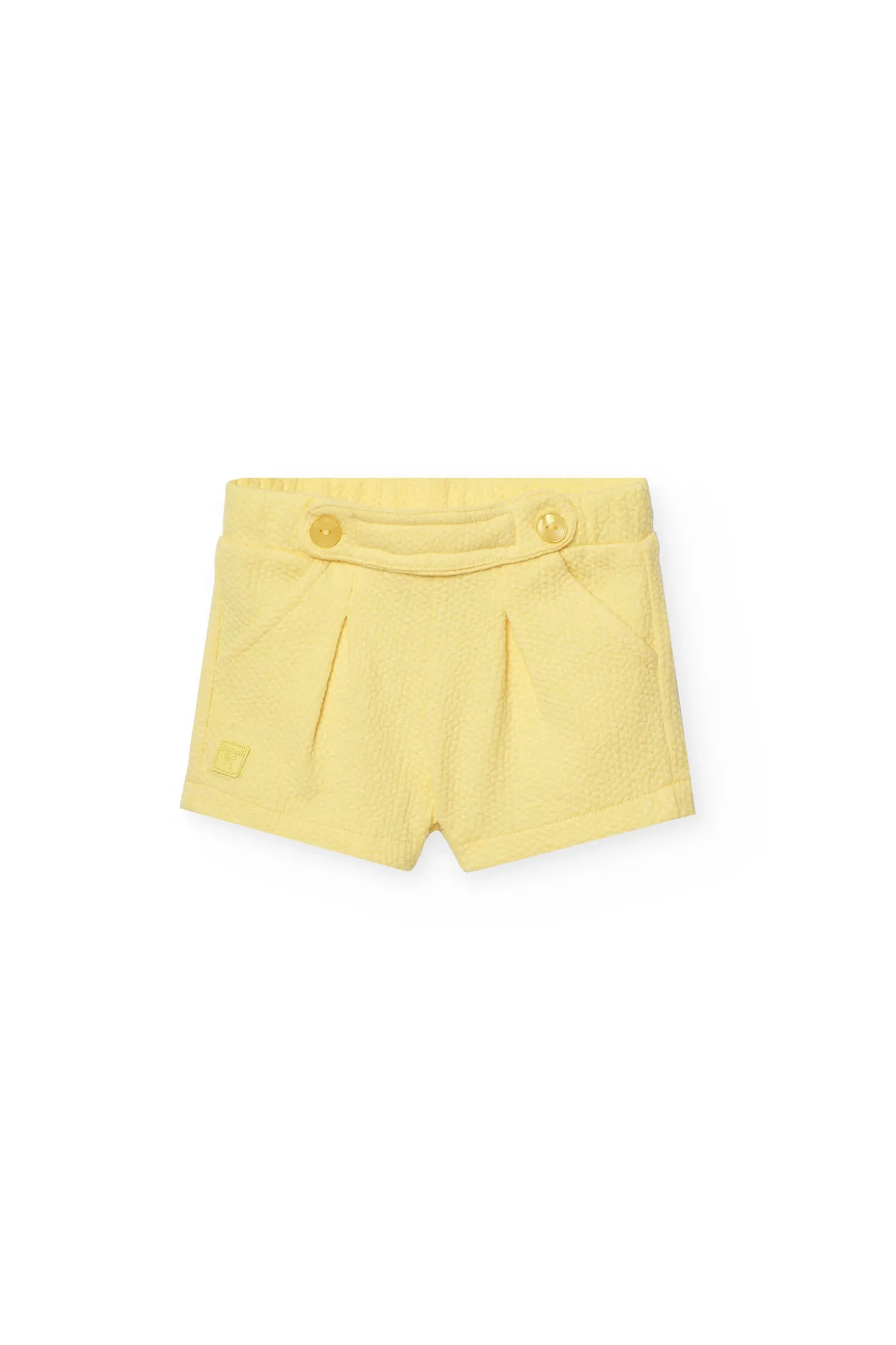 Pantaloncini in maglia per neonata in colore giallo