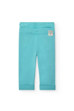 Pantalone di gabardina elasticizzato per neonato in verde