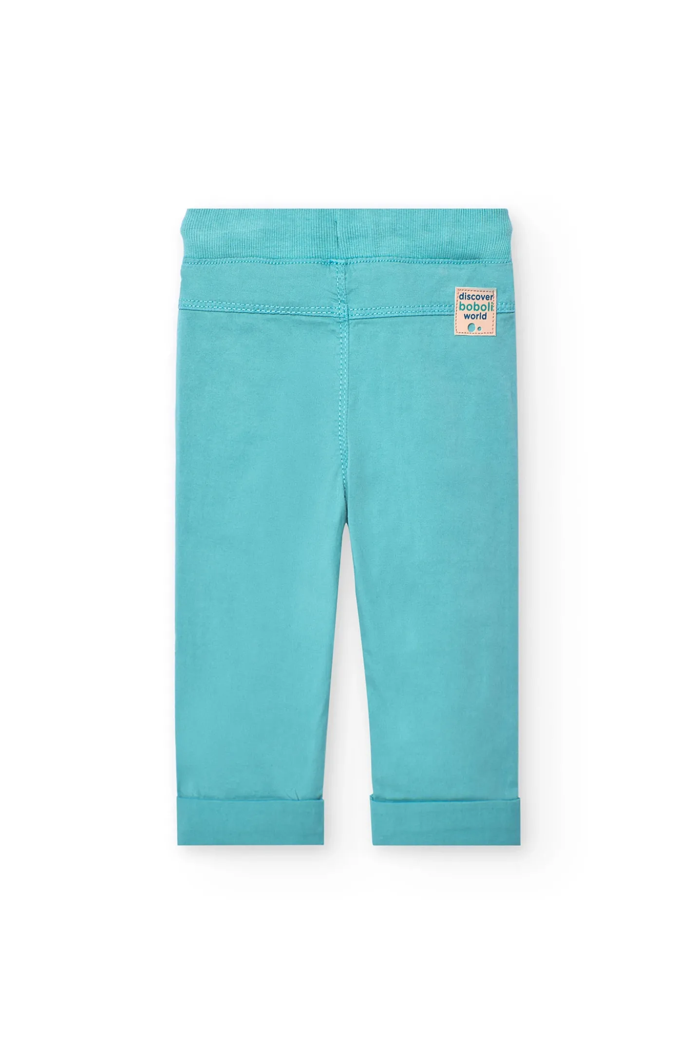 Pantalone di gabardina elasticizzato per neonato in verde