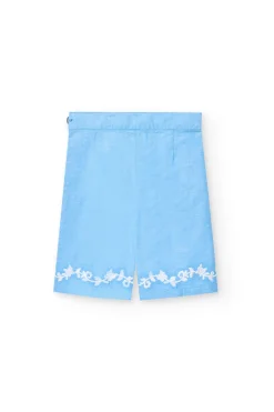 Pantalone di lino per neonata in colore azzurro cielo.