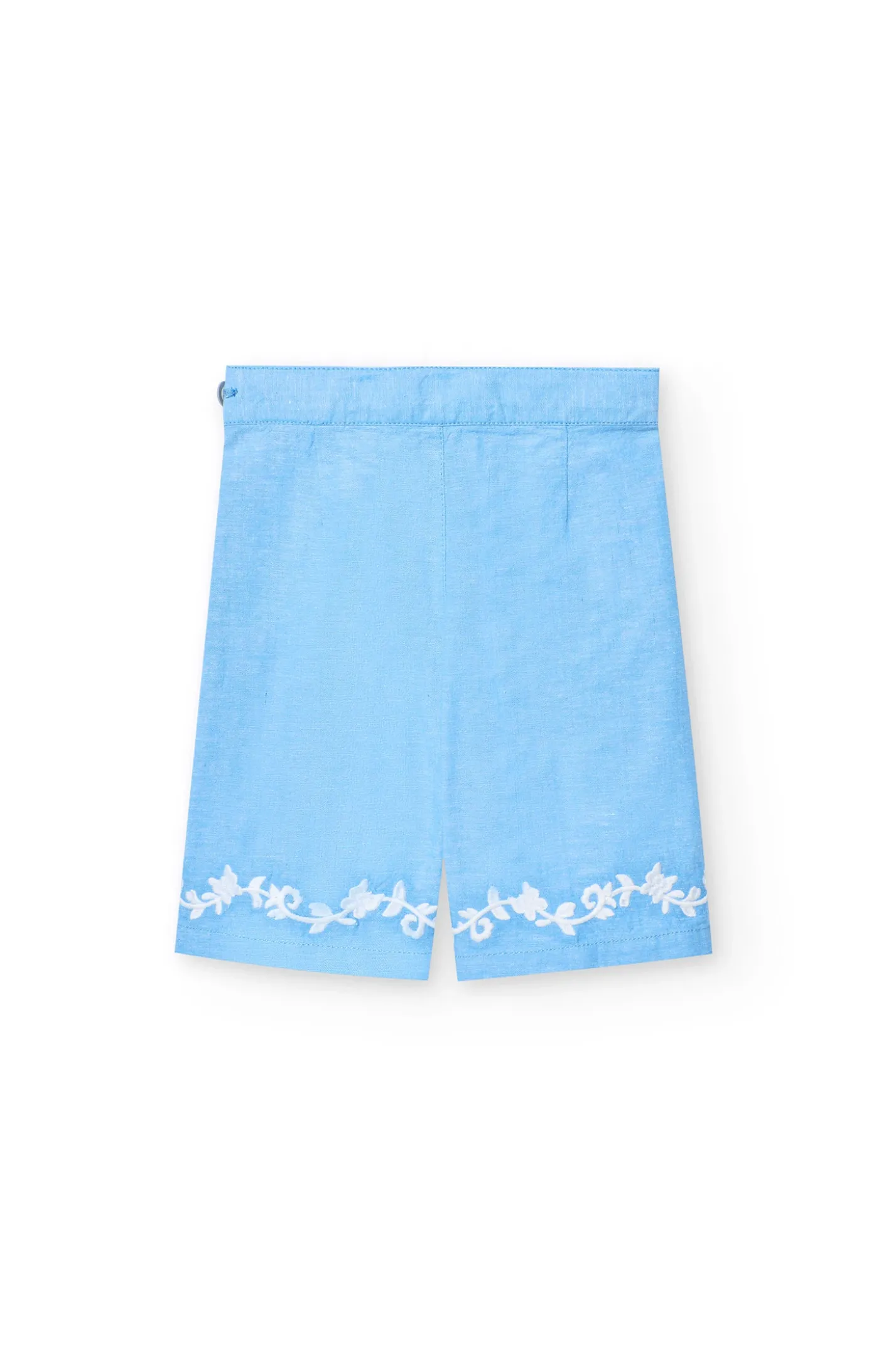 Pantalone di lino per neonata in colore azzurro cielo.