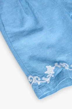 Pantalone di lino per neonata in colore azzurro cielo.