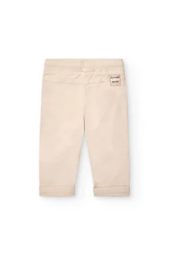 Pantalone in gabardine elasticizzata per bambino in beige