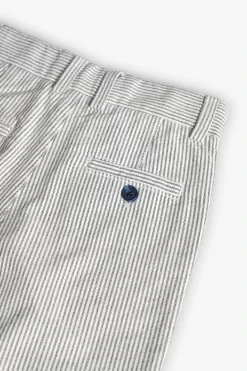 Pantalone oxford per neonato a righe grigio e bianco