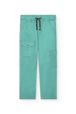 Pantaloni cargo elastici per bambino in colore verde