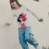 Pantaloni cargo in denim per bambina di colore blu