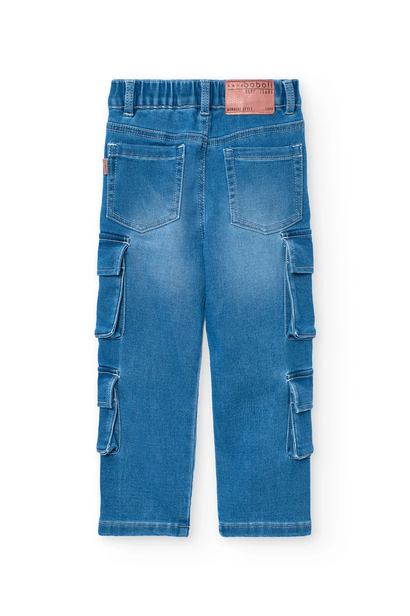 Pantaloni cargo in denim per bambino di colore blu.