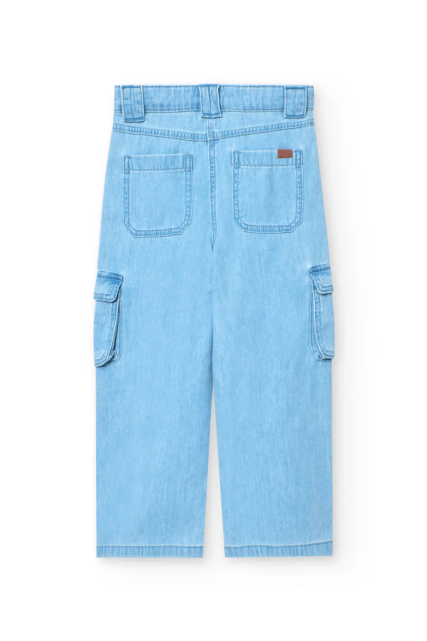 Pantaloni cargo in denim per bambina di colore blu