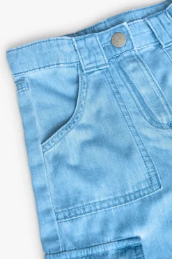 Pantaloni cargo in denim per bambina di colore blu