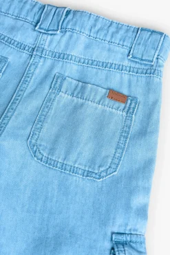 Pantaloni cargo in denim per bambina di colore blu