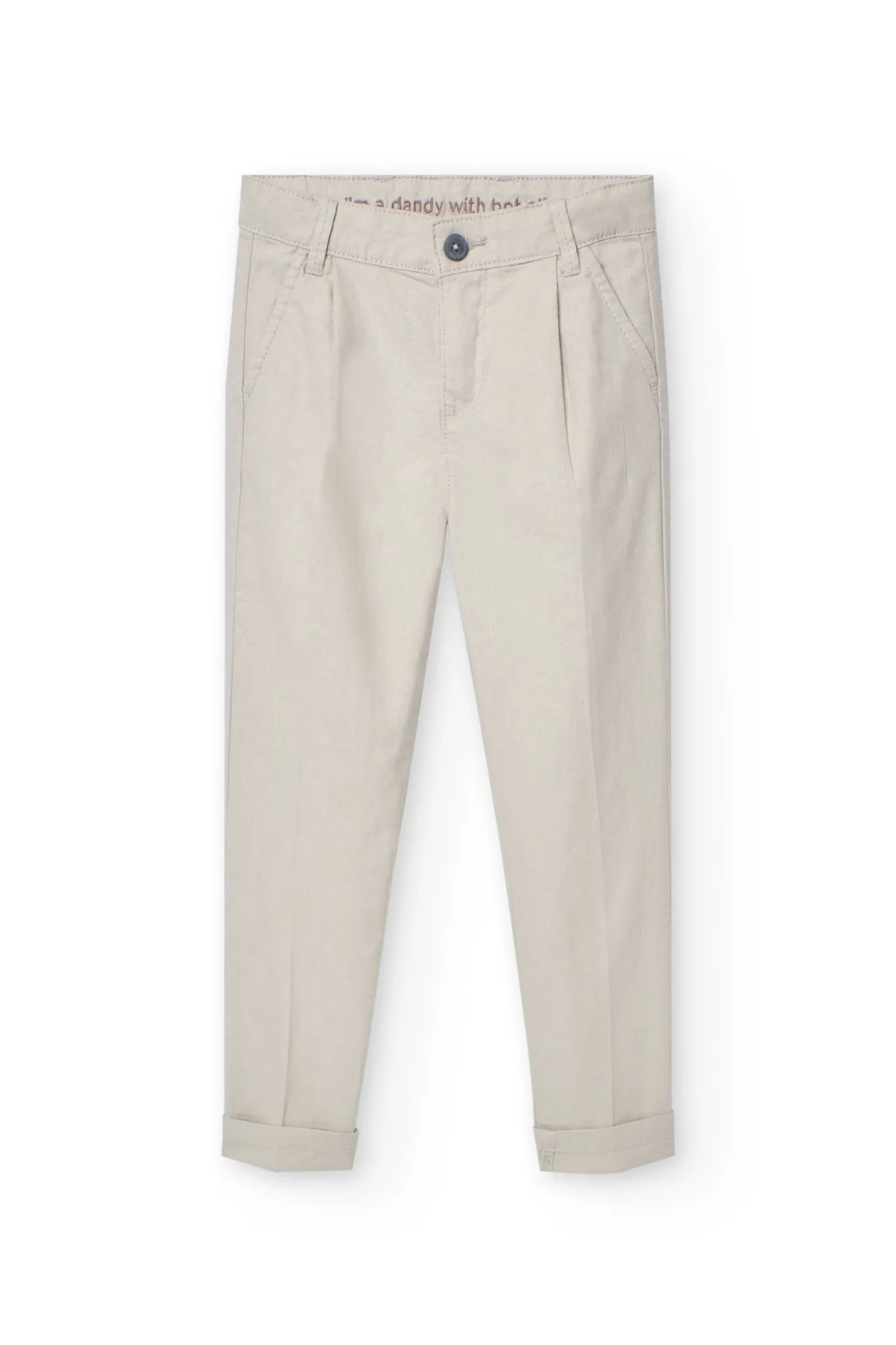 Pantaloni di lino per bambino in colore beige.